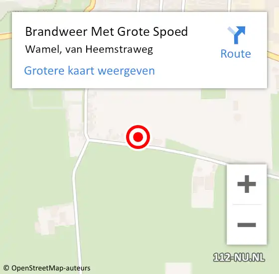 Locatie op kaart van de 112 melding: Brandweer Met Grote Spoed Naar Wamel, van Heemstraweg op 27 maart 2024 14:36