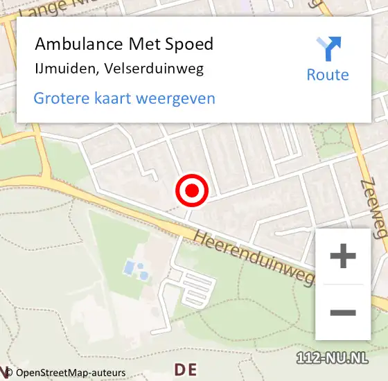 Locatie op kaart van de 112 melding: Ambulance Met Spoed Naar IJmuiden, Velserduinweg op 27 maart 2024 14:57