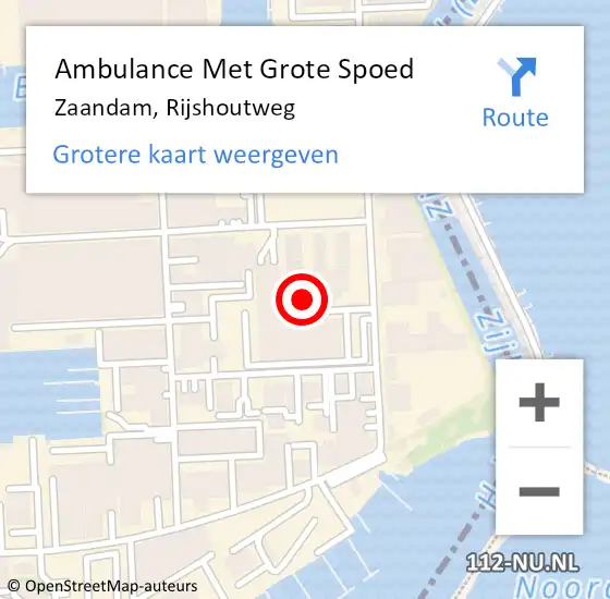Locatie op kaart van de 112 melding: Ambulance Met Grote Spoed Naar Zaandam, Rijshoutweg op 27 maart 2024 15:20