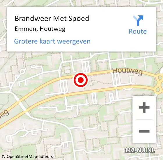 Locatie op kaart van de 112 melding: Brandweer Met Spoed Naar Emmen, Houtweg op 27 maart 2024 15:28