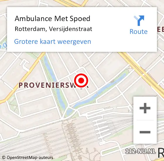 Locatie op kaart van de 112 melding: Ambulance Met Spoed Naar Rotterdam, Versijdenstraat op 27 maart 2024 15:35