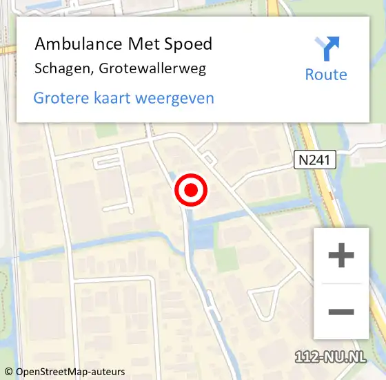Locatie op kaart van de 112 melding: Ambulance Met Spoed Naar Schagen, Grotewallerweg op 27 maart 2024 16:03