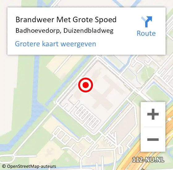 Locatie op kaart van de 112 melding: Brandweer Met Grote Spoed Naar Badhoevedorp, Duizendbladweg op 27 maart 2024 16:04
