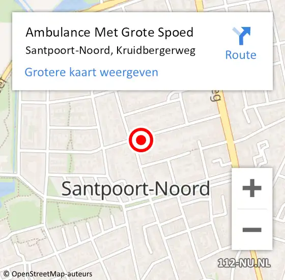 Locatie op kaart van de 112 melding: Ambulance Met Grote Spoed Naar Santpoort-Noord, Kruidbergerweg op 27 maart 2024 16:09
