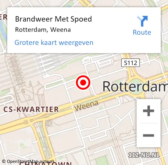Locatie op kaart van de 112 melding: Brandweer Met Spoed Naar Rotterdam, Weena op 27 maart 2024 16:13