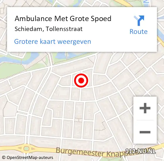 Locatie op kaart van de 112 melding: Ambulance Met Grote Spoed Naar Schiedam, Tollensstraat op 27 maart 2024 16:57