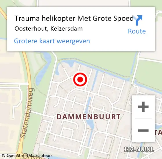 Locatie op kaart van de 112 melding: Trauma helikopter Met Grote Spoed Naar Oosterhout, Keizersdam op 27 maart 2024 16:59