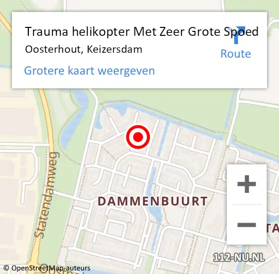 Locatie op kaart van de 112 melding: Trauma helikopter Met Zeer Grote Spoed Naar Oosterhout, Keizersdam op 27 maart 2024 17:00