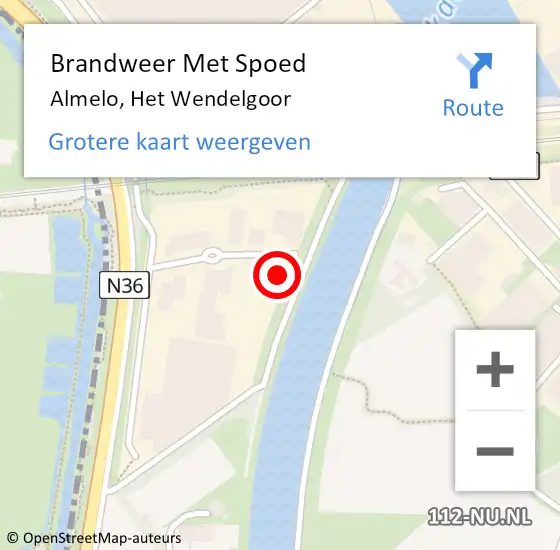 Locatie op kaart van de 112 melding: Brandweer Met Spoed Naar Almelo, Het Wendelgoor op 27 maart 2024 17:43