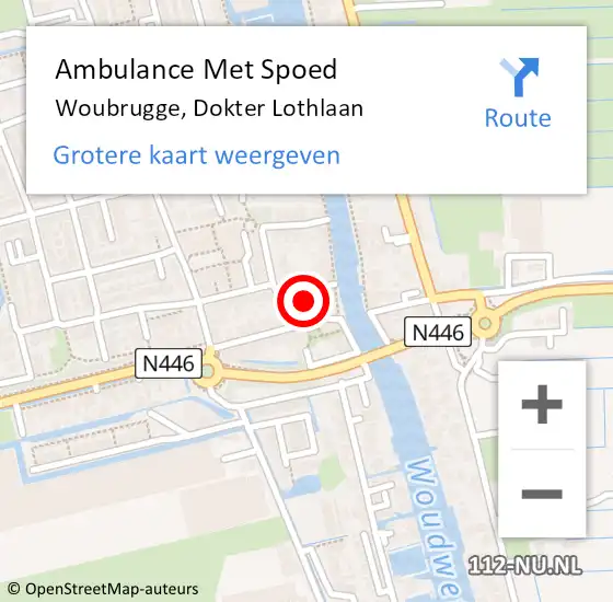 Locatie op kaart van de 112 melding: Ambulance Met Spoed Naar Woubrugge, Dokter Lothlaan op 27 maart 2024 18:05