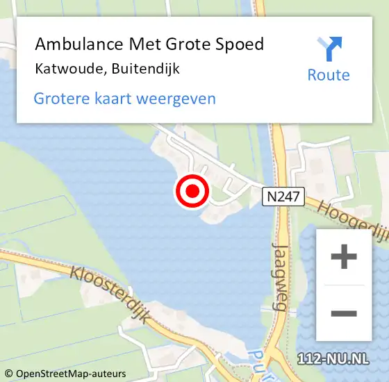 Locatie op kaart van de 112 melding: Ambulance Met Grote Spoed Naar Katwoude, Buitendijk op 27 maart 2024 18:36