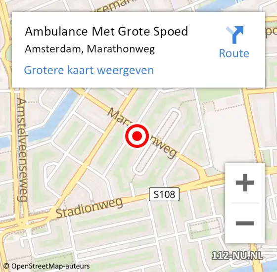 Locatie op kaart van de 112 melding: Ambulance Met Grote Spoed Naar Amsterdam, Marathonweg op 27 maart 2024 18:38