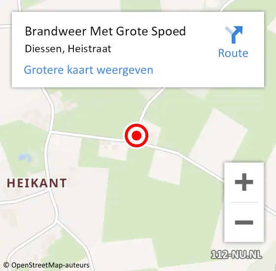 Locatie op kaart van de 112 melding: Brandweer Met Grote Spoed Naar Diessen, Heistraat op 27 maart 2024 19:05