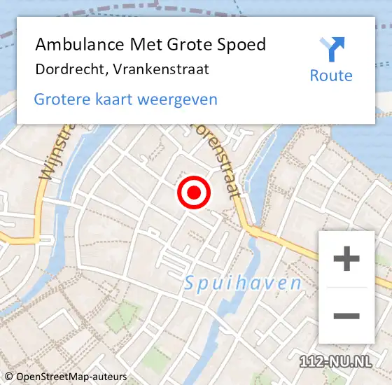 Locatie op kaart van de 112 melding: Ambulance Met Grote Spoed Naar Dordrecht, Vrankenstraat op 27 maart 2024 19:16