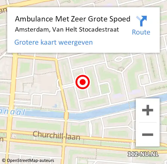 Locatie op kaart van de 112 melding: Ambulance Met Zeer Grote Spoed Naar Amsterdam, Van Helt Stocadestraat op 27 maart 2024 19:36