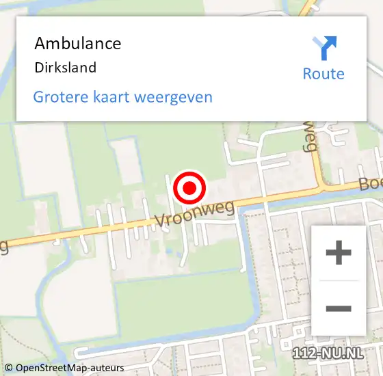 Locatie op kaart van de 112 melding: Ambulance Dirksland op 27 maart 2024 19:53