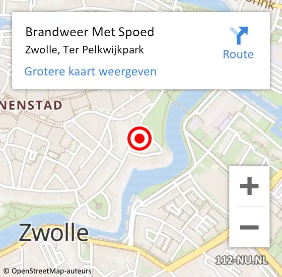 Locatie op kaart van de 112 melding: Brandweer Met Spoed Naar Zwolle, Ter Pelkwijkpark op 27 maart 2024 19:54