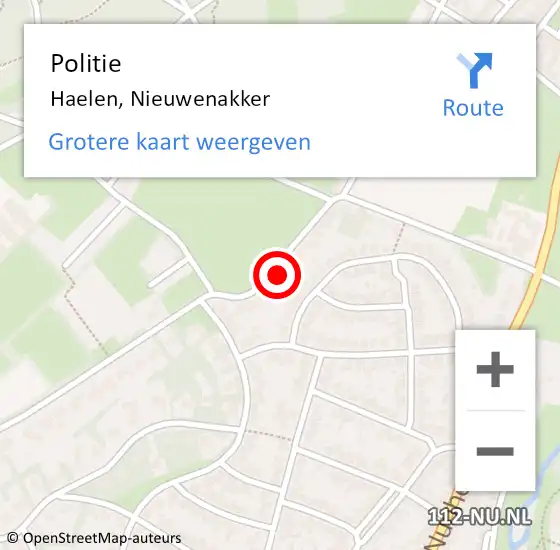 Locatie op kaart van de 112 melding: Politie Haelen, Nieuwenakker op 27 maart 2024 20:19