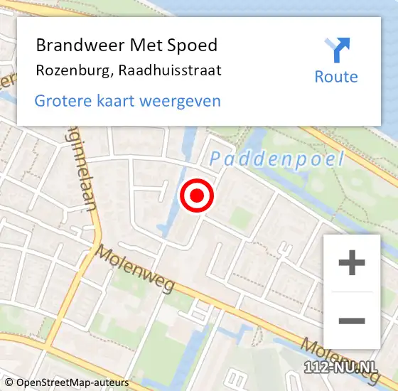 Locatie op kaart van de 112 melding: Brandweer Met Spoed Naar Rozenburg, Raadhuisstraat op 27 maart 2024 20:19