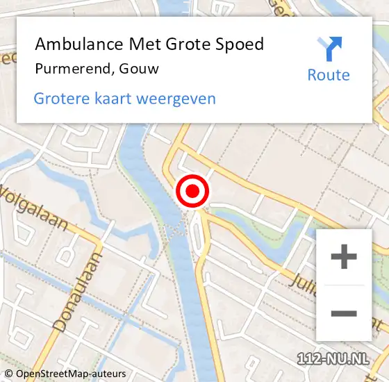 Locatie op kaart van de 112 melding: Ambulance Met Grote Spoed Naar Purmerend, Gouw op 27 maart 2024 20:45