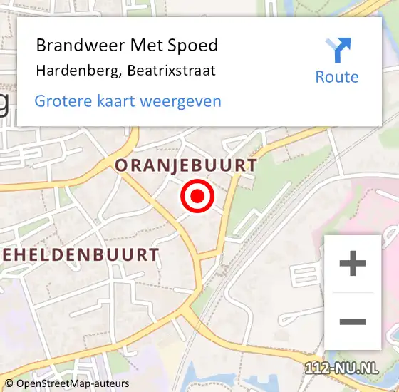 Locatie op kaart van de 112 melding: Brandweer Met Spoed Naar Hardenberg, Beatrixstraat op 27 maart 2024 21:01