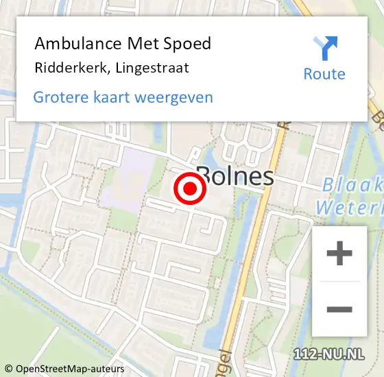 Locatie op kaart van de 112 melding: Ambulance Met Spoed Naar Ridderkerk, Lingestraat op 27 maart 2024 21:30