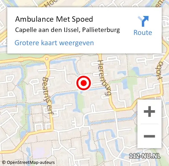 Locatie op kaart van de 112 melding: Ambulance Met Spoed Naar Capelle aan den IJssel, Pallieterburg op 27 maart 2024 21:32