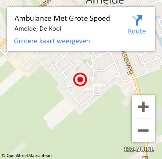 Locatie op kaart van de 112 melding: Ambulance Met Grote Spoed Naar Ameide, De Kooi op 27 maart 2024 21:56