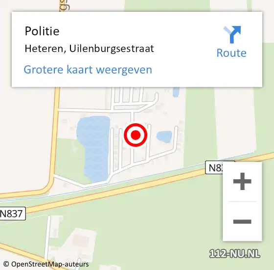 Locatie op kaart van de 112 melding: Politie Heteren, Uilenburgsestraat op 27 maart 2024 22:18