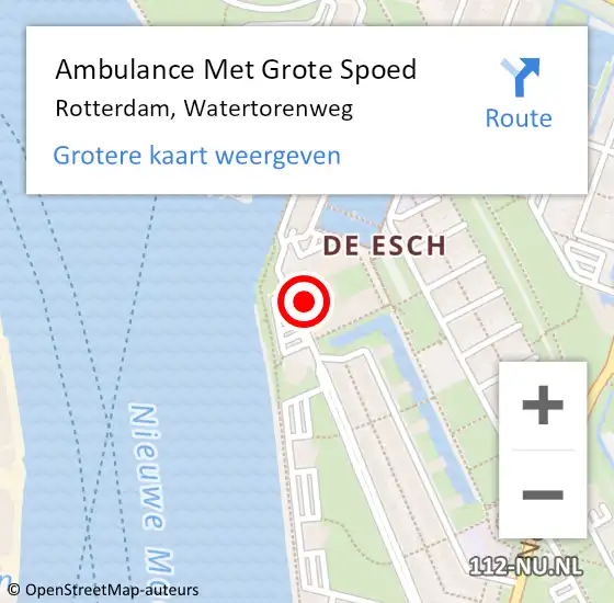 Locatie op kaart van de 112 melding: Ambulance Met Grote Spoed Naar Rotterdam, Watertorenweg op 27 maart 2024 23:17