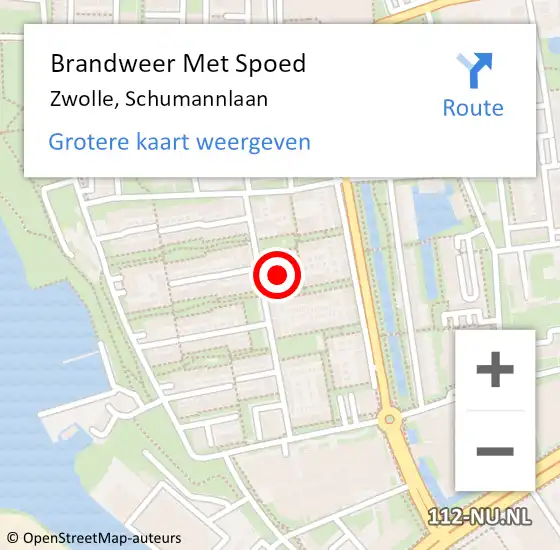 Locatie op kaart van de 112 melding: Brandweer Met Spoed Naar Zwolle, Schumannlaan op 27 maart 2024 23:54