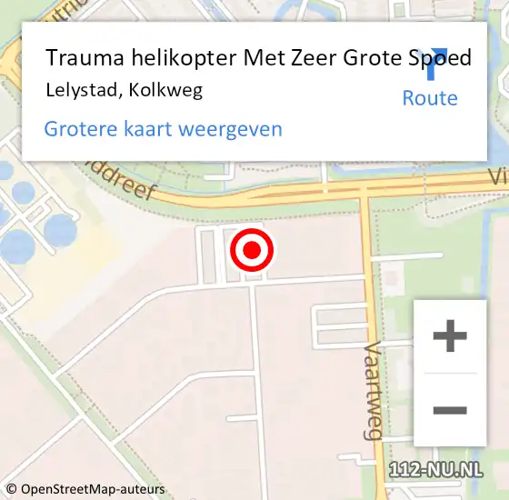 Locatie op kaart van de 112 melding: Trauma helikopter Met Zeer Grote Spoed Naar Lelystad, Kolkweg op 28 maart 2024 00:18
