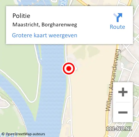 Locatie op kaart van de 112 melding: Politie Maastricht, Borgharenweg op 28 maart 2024 00:20