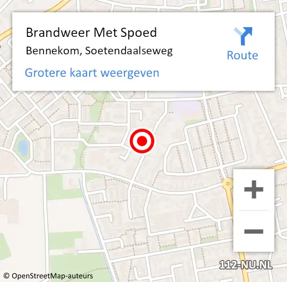 Locatie op kaart van de 112 melding: Brandweer Met Spoed Naar Bennekom, Soetendaalseweg op 28 maart 2024 00:56