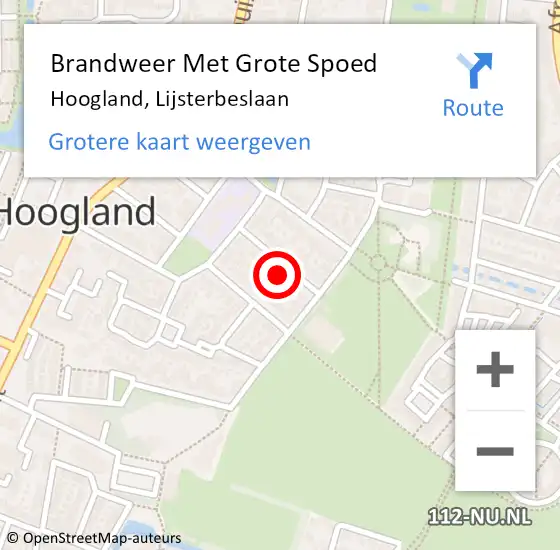 Locatie op kaart van de 112 melding: Brandweer Met Grote Spoed Naar Hoogland, Lijsterbeslaan op 28 maart 2024 03:35