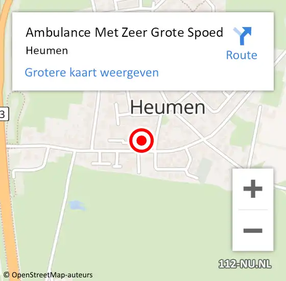 Locatie op kaart van de 112 melding: Ambulance Met Zeer Grote Spoed Naar Heumen op 28 maart 2024 05:47