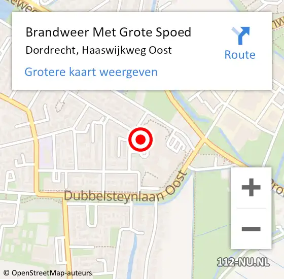 Locatie op kaart van de 112 melding: Brandweer Met Grote Spoed Naar Dordrecht, Haaswijkweg Oost op 28 maart 2024 05:49
