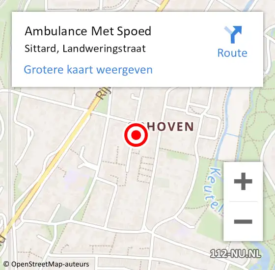 Locatie op kaart van de 112 melding: Ambulance Met Spoed Naar Sittard, Landweringstraat op 30 september 2014 13:55