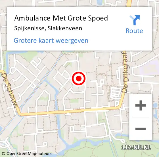 Locatie op kaart van de 112 melding: Ambulance Met Grote Spoed Naar Spijkenisse, Slakkenveen op 28 maart 2024 07:01