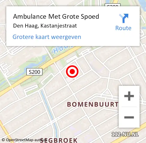 Locatie op kaart van de 112 melding: Ambulance Met Grote Spoed Naar Den Haag, Kastanjestraat op 28 maart 2024 07:53