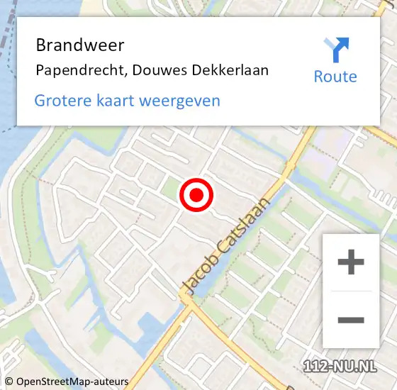 Locatie op kaart van de 112 melding: Brandweer Papendrecht, Douwes Dekkerlaan op 28 maart 2024 07:58