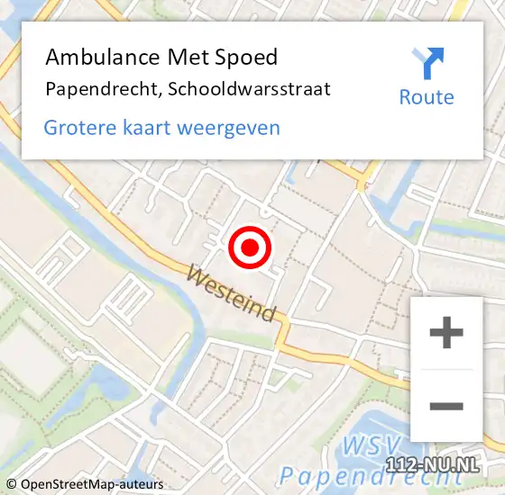 Locatie op kaart van de 112 melding: Ambulance Met Spoed Naar Papendrecht, Schooldwarsstraat op 28 maart 2024 08:00