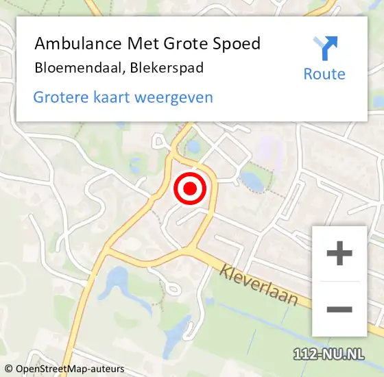 Locatie op kaart van de 112 melding: Ambulance Met Grote Spoed Naar Bloemendaal, Blekerspad op 28 maart 2024 08:04