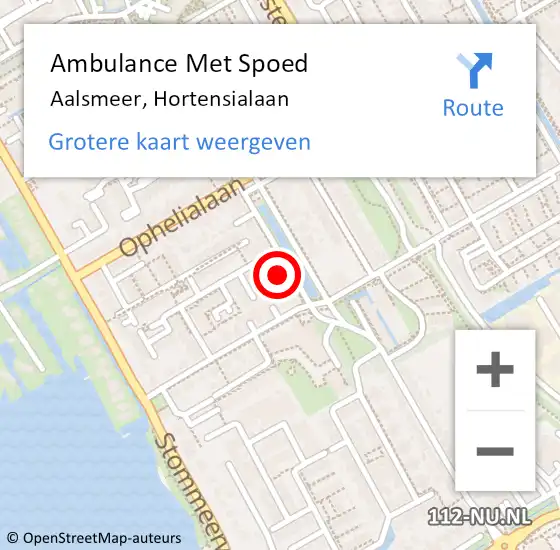 Locatie op kaart van de 112 melding: Ambulance Met Spoed Naar Aalsmeer, Hortensialaan op 28 maart 2024 08:24