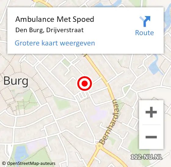 Locatie op kaart van de 112 melding: Ambulance Met Spoed Naar Den Burg, Drijverstraat op 28 maart 2024 08:30