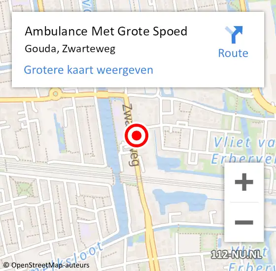 Locatie op kaart van de 112 melding: Ambulance Met Grote Spoed Naar Gouda, Zwarteweg op 28 maart 2024 08:31