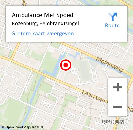 Locatie op kaart van de 112 melding: Ambulance Met Spoed Naar Rozenburg, Rembrandtsingel op 28 maart 2024 08:33