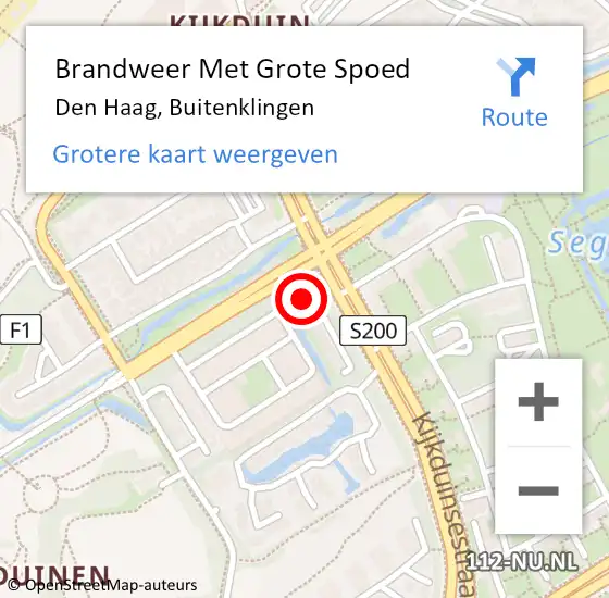 Locatie op kaart van de 112 melding: Brandweer Met Grote Spoed Naar Den Haag, Buitenklingen op 28 maart 2024 08:34