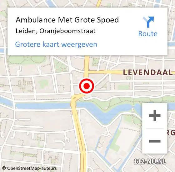 Locatie op kaart van de 112 melding: Ambulance Met Grote Spoed Naar Leiden, Oranjeboomstraat op 28 maart 2024 08:43