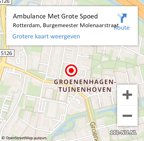 Locatie op kaart van de 112 melding: Ambulance Met Grote Spoed Naar Rotterdam, Burgemeester Molenaarstraat op 28 maart 2024 08:44